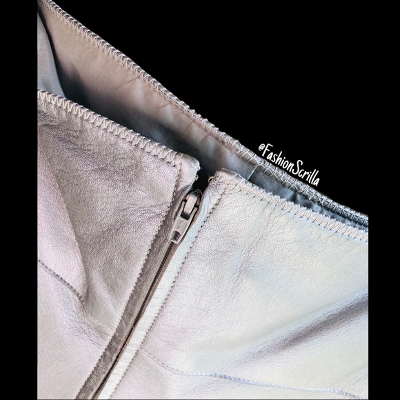 Vintage Chanel 90’s Leather Metallic Silver Runway Dress - Picture 11 of 16